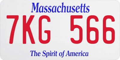 MA license plate 7KG566