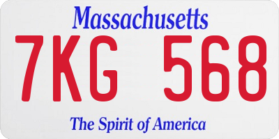 MA license plate 7KG568