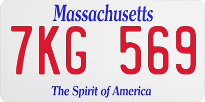 MA license plate 7KG569