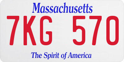 MA license plate 7KG570