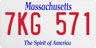 MA license plate 7KG571