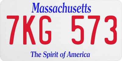 MA license plate 7KG573