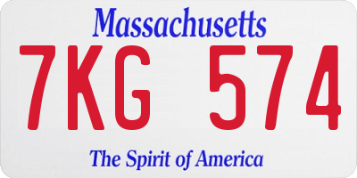 MA license plate 7KG574