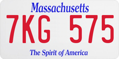 MA license plate 7KG575