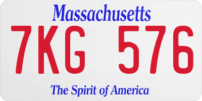 MA license plate 7KG576