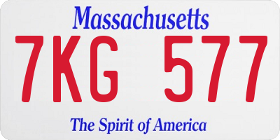 MA license plate 7KG577