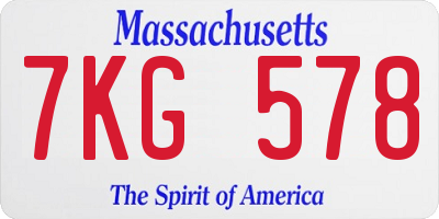 MA license plate 7KG578