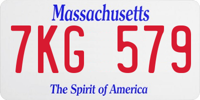 MA license plate 7KG579
