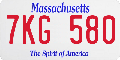 MA license plate 7KG580