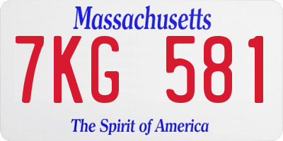 MA license plate 7KG581
