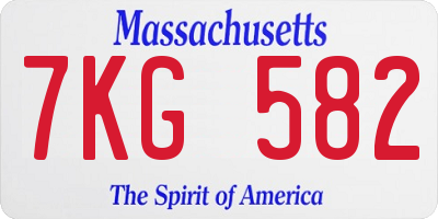 MA license plate 7KG582