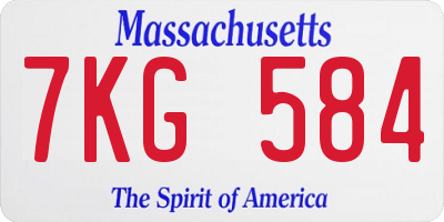 MA license plate 7KG584