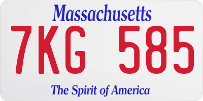 MA license plate 7KG585
