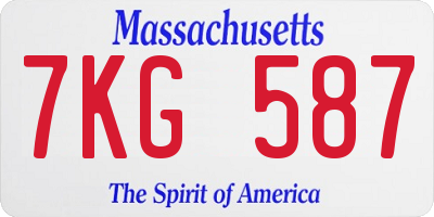 MA license plate 7KG587