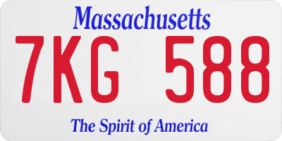 MA license plate 7KG588