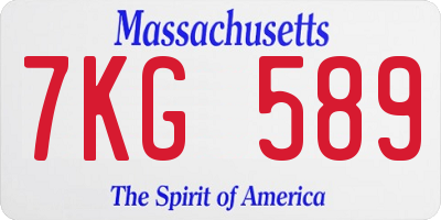 MA license plate 7KG589