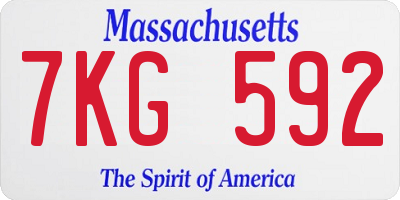 MA license plate 7KG592