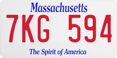 MA license plate 7KG594
