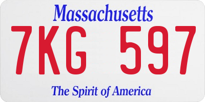 MA license plate 7KG597
