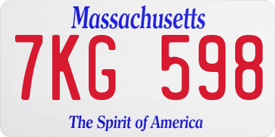 MA license plate 7KG598