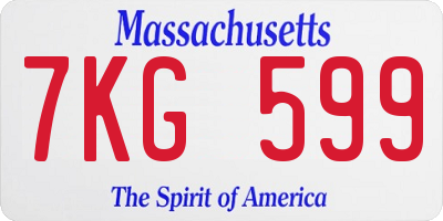 MA license plate 7KG599