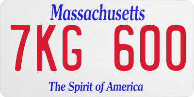 MA license plate 7KG600