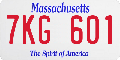 MA license plate 7KG601