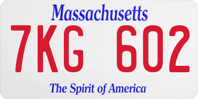 MA license plate 7KG602