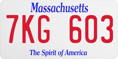 MA license plate 7KG603