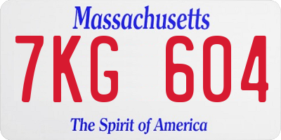 MA license plate 7KG604