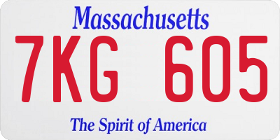 MA license plate 7KG605