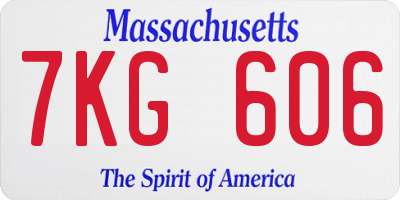 MA license plate 7KG606