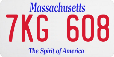 MA license plate 7KG608