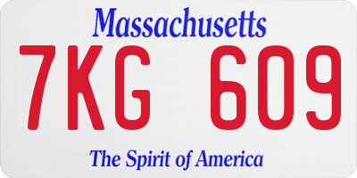 MA license plate 7KG609