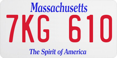 MA license plate 7KG610