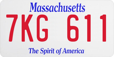 MA license plate 7KG611