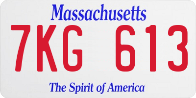 MA license plate 7KG613