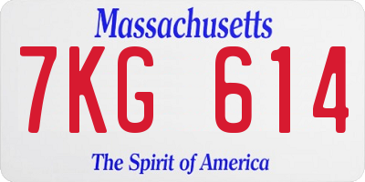 MA license plate 7KG614