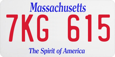 MA license plate 7KG615