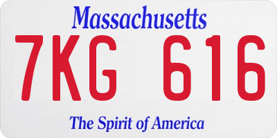 MA license plate 7KG616