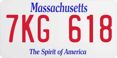 MA license plate 7KG618