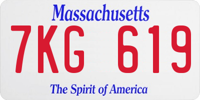 MA license plate 7KG619