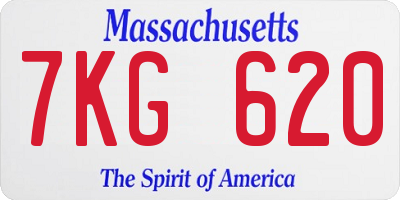 MA license plate 7KG620