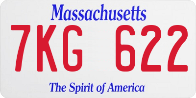 MA license plate 7KG622