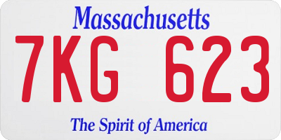 MA license plate 7KG623