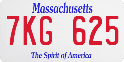 MA license plate 7KG625