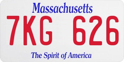 MA license plate 7KG626