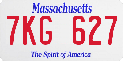 MA license plate 7KG627