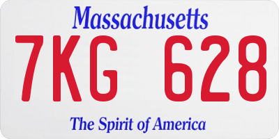 MA license plate 7KG628