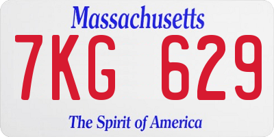 MA license plate 7KG629
